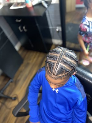 Kids Man Bun Braids With Design