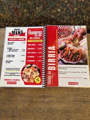 1st page of menu.