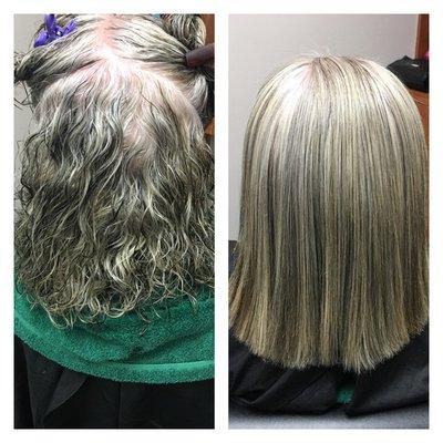 Before and after Brazilian blowout hair by Veronica