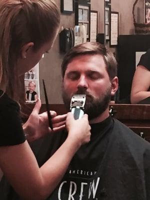 Men's haircuts and beard maintenance available along with American Crew products to maintain you look.