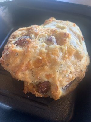 Yummy conecuh sausage and cheese biscuit!!