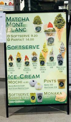 Soft serve, ice cream and shakes menu (Jul 2024)