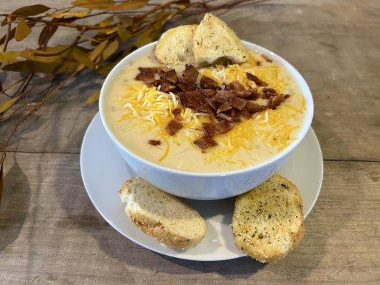 Fully loaded potato soup. Yum!