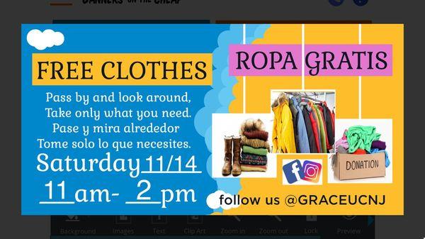 Free Clothes/Ropa Gratis Nov 14 from 11am t0 2pm