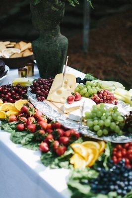 Beautiful cheese and fruit display by Chez Vous Caterers