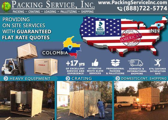 Custom Crating for AC unit and Shipping Services from New Jersey to Colombia with Packing Service, Inc.