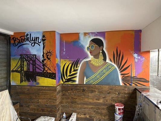 Interior Mural Painting for Restaurant Located in Brooklyn