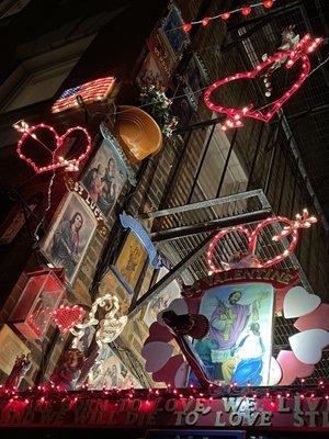 Whimsical Tribute to All the Saints mixed in with Holiday Lights & Decor too. Valentine's Day @ All Saints Way Shrine The North End Boston