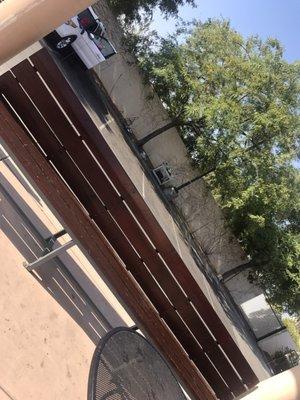 Shaded outside seating area to wait while getting your car washed