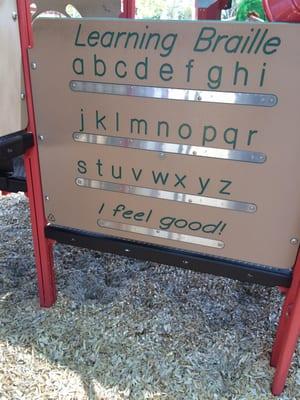 On the 2-5 year old playground , I thought the Braille was cool!