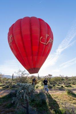 Landing amongst beautiful Sonoran Desert flora along Peralta Road.