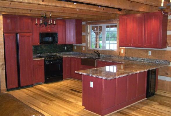 custom log home kitchen