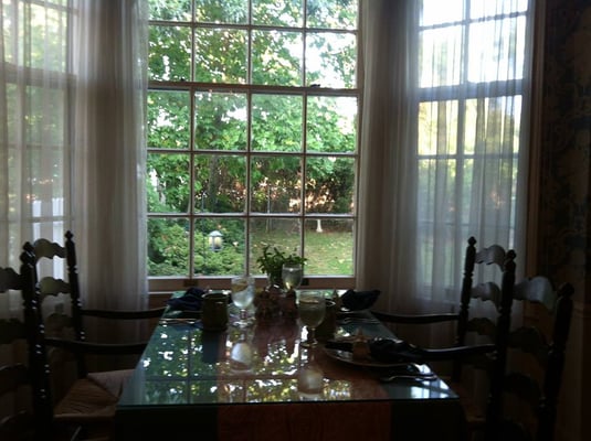 Peaceful view of the back garden from the dining room.