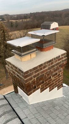 This is a chimney that has just been tuck-pointed and flex seal over it.