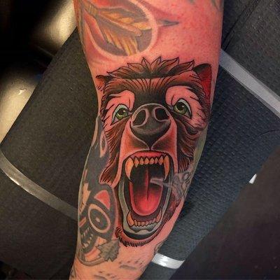 Bear filler on existing sleeve. Done by Jordan