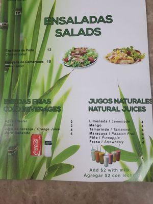 Salads, Cold Beverages and Natural Juices