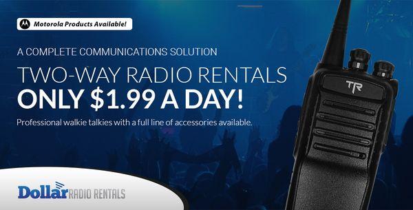 Rent two-way radios for as little as $1.99