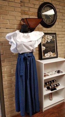 Boutique Blouse with demin palazzo pants