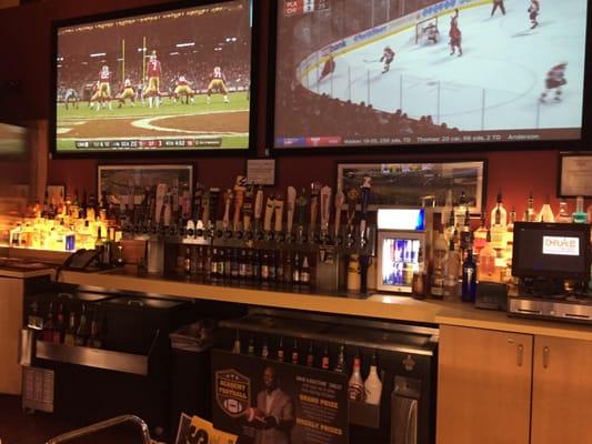 View of the bar plus tap handles.