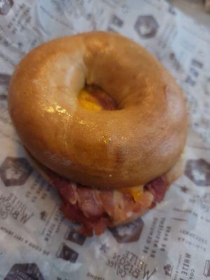 Tons of bacon on the Bacon Egg and Cheese bagel.