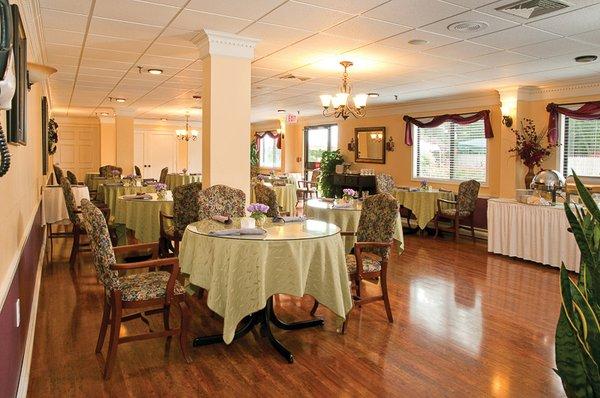 Dinning room where residents are served delicious meals.