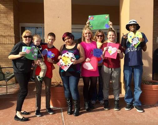 DOHS students made Valentines and then gave them out to folks at The Gardens at St. Elizabeth.