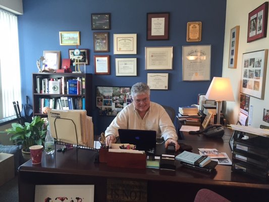 Dr. Hallowell in his office at the Hallowell Center Boston MetroWest