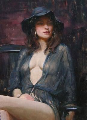 Jeremy Lipking, "Ava in Sheer Blue"