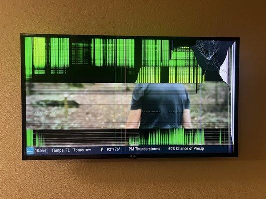 Broken view of the tv