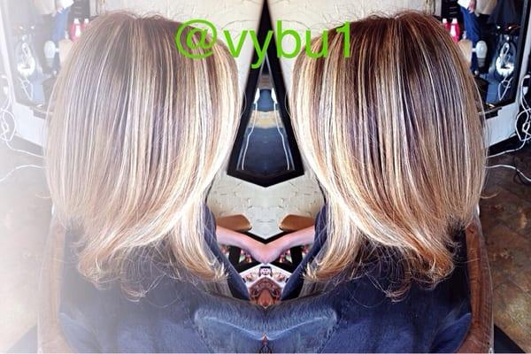 Balayage ombré. No hair spray, no styling products. Just a smooth blow dry. Call (504) 456-2222 to set your hair appt!