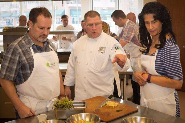 Chef Sean teaching a group of "home cooks".