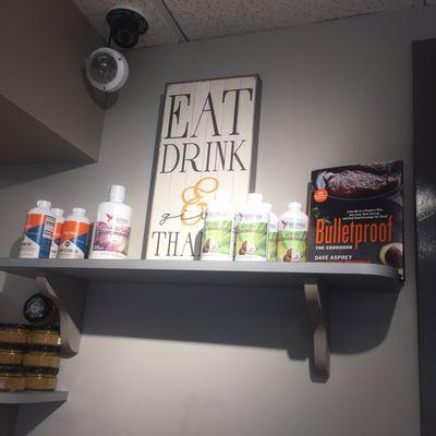 They have a bunch of Bulletproof products including MCT oil, Brain Octane Oil, protein bars, and protein powder.