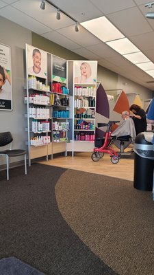 Dad getting his hair done