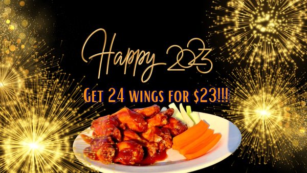 Get 24 of our award-winning wings for just $23 through New Years Eve.

Good while supplies last.