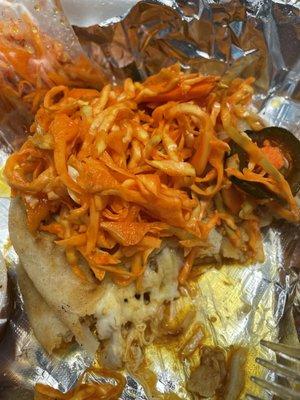 Slaw, sauce and pupusas! Yes!