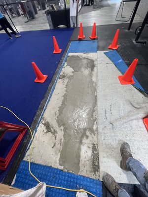 Quick patch job on this concrete at Powerhouse Gym.