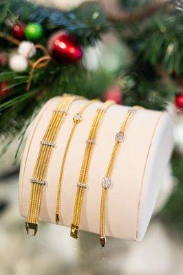 Gold bracelets with diamond accents