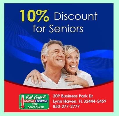 10% Discount for Seniors www.patgreenair.com