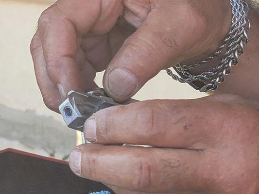 Joe working to rekey an auto lock by hand