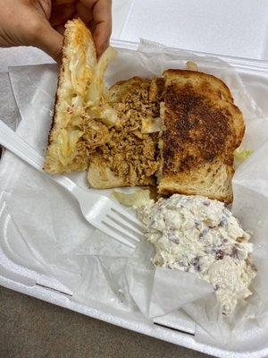 Buffalo Chicken melt and potato salad