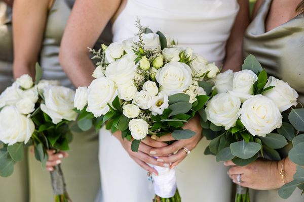 Lovely wedding bouquets of white roses