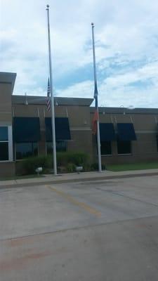 Half mast after shootings in Dallas. So sad.