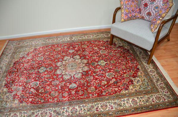 Oriental rug handmade from silk