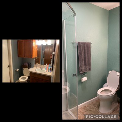 Before and after in the guest bath