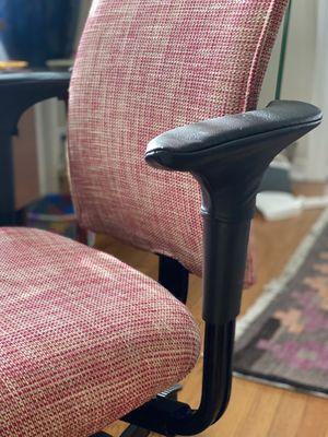 He sewed and custom-fit leather onto both badly ruined armrests.