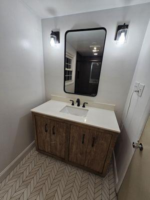 New vanity lights and mirror