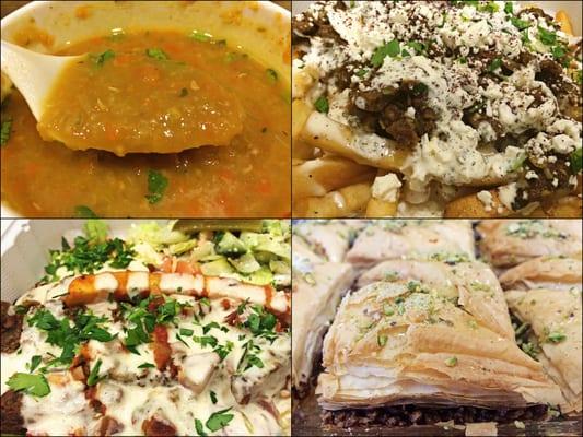 Cup of Lentil Soup $3 • Gyros Fries $8.99 • Keftah Beef Plate $12.99 • Baklava $4.49 • Total: $32.26