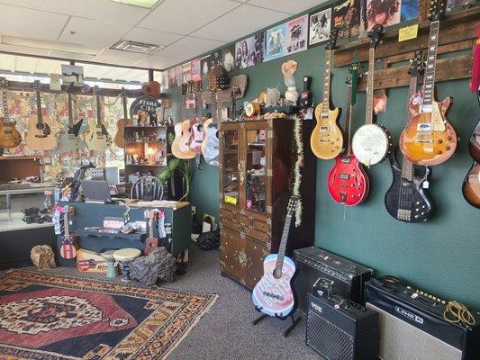 New and used music equipment, along with a variety of eclectic music supplies and gift like merchandise.