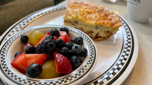 Breakfast quiche.  Huge portion