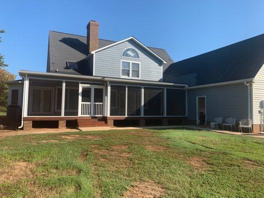 New screened in porch with new hardie siding